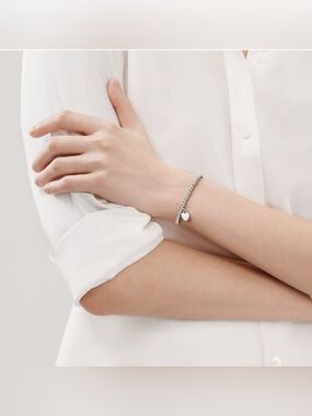 Tiffany & Co. Sterling Silver Heart Tag Bead Bracelet – 7”
